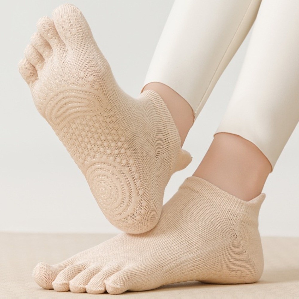 綿素材のレディーススポーツヨガソックス。滑り止め付き、五本指 - Pilates Yoga One のレビューと価格