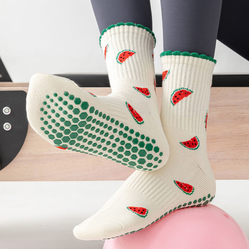 ヨガソックス レディース コットンタオル地 フルーツ柄 シリ - Medias Para Pilates Y Yoga のレビューと価格